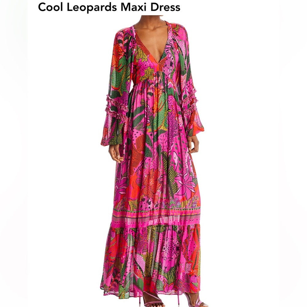 Farm Rio Cool Vibrant Pink Floral Maxi Dress